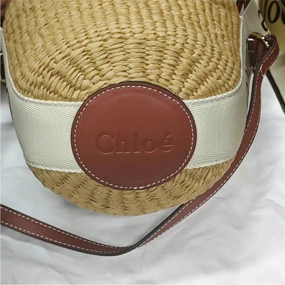 Chloe WOODY Straw Woven Bucket Bag Vegetable Basket - Picture 5 of 7
